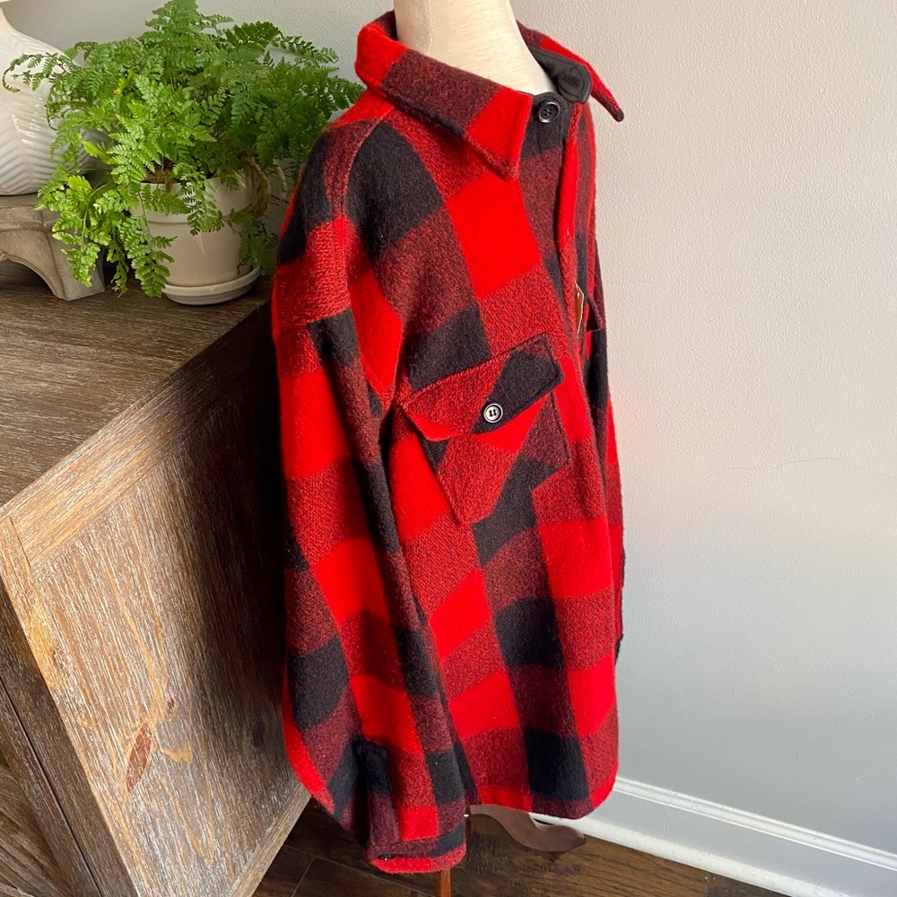 RARE Vtg L.L. Bean Wool Flannel Buffalo Plaid Jacket Mens XL Red Black - Picture 3 of 11